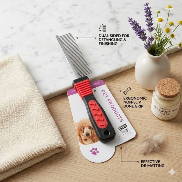 Wide Tooth Comb for Cats and Dogs – Effective Lice & Flea Removal Brush