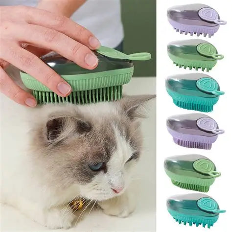 Silicone & Rubber Pet Grooming Brush – Bath, Massage & Shedding for Cats & Dogs