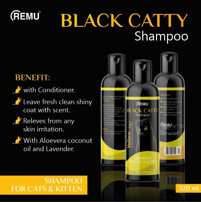 Remu Black Catty Shampoo Yellow – Gentle Deep Cleansing for Cats