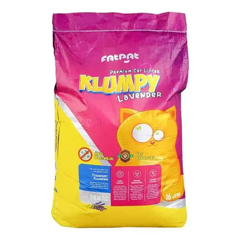 Fat Pat Klumpy Cat Litter – Lavender Scented, Antibacterial, Vet-Approved – 16 Liter Bag