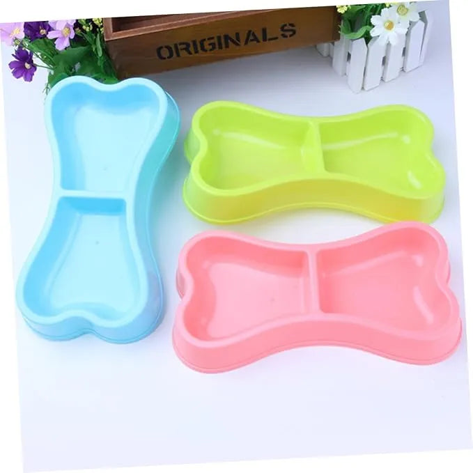 Bone-Shaped Double Pet Bowl – Two-in-One Food & Water Bowl for Dogs