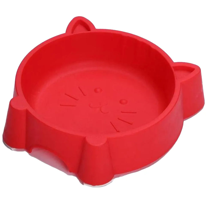 Cat Face Single Plastic Pets Bowl – Red Cat Bowl for Food & Water