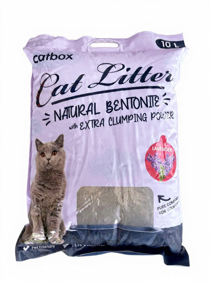 Catbox Natural Bentonite Cat Litter - 10L Lavender Scented, Extra Clumping