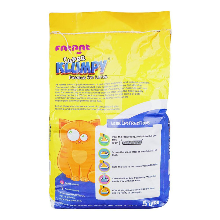 Fat Pat Super Klumpy Premium Cat Litter – 5litre | Antibacterial, Vet-Approved Clumping Litter