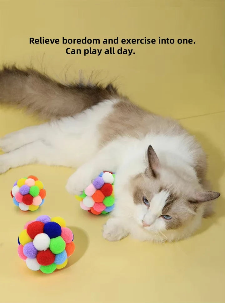 Wool Squeaky Colorful Interactive Toy for Your Cat – Fun Cat Toy with Squeaker