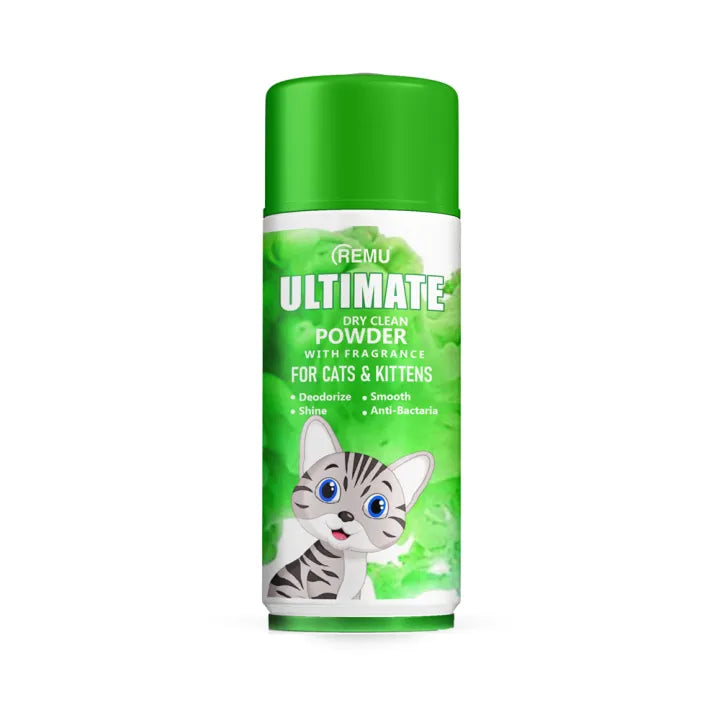 Remu Ultimate Dry Clean Powder – Waterless Shampoo for Cats, Kittens & Small Dogs