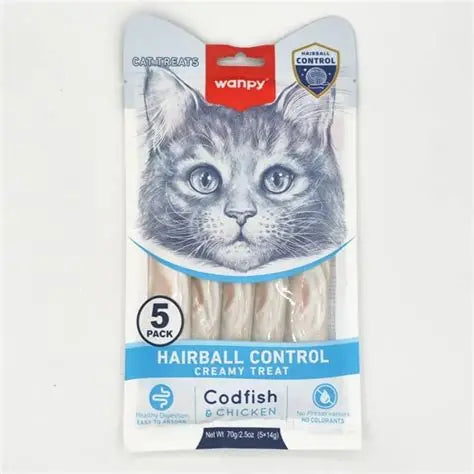Wanpy Medicated Creamy Treat – Hairball | Cat Hairball Control Creamy Treat
