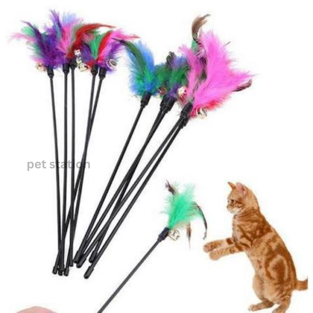 Cat Playing Stick Toy With Bell – Interactive Cat Wand Toy for Exercise & Fun