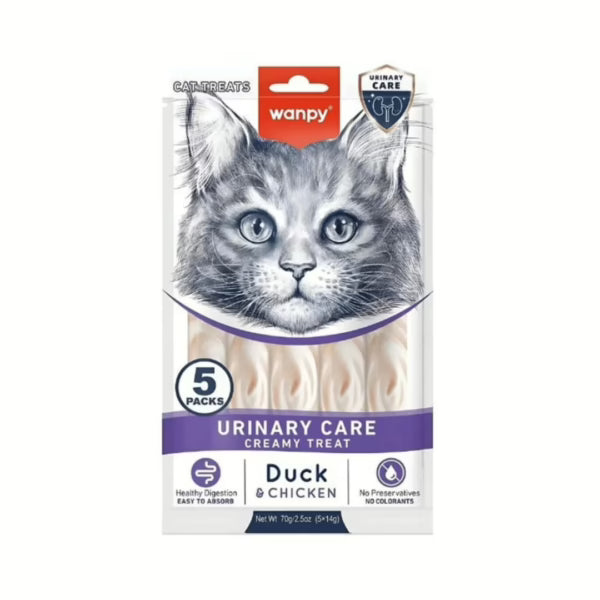Wanpy Medicated Creamy Treat – Urinary Care – Duck and Chicken – 70g | Cat Treat for Urinary Health
