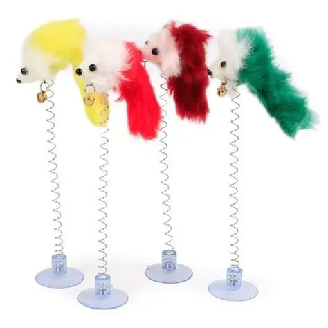 Cats Playing Jingle Spring Mouse Toy – Interactive Cat Toy with Bell for Play & Exercise