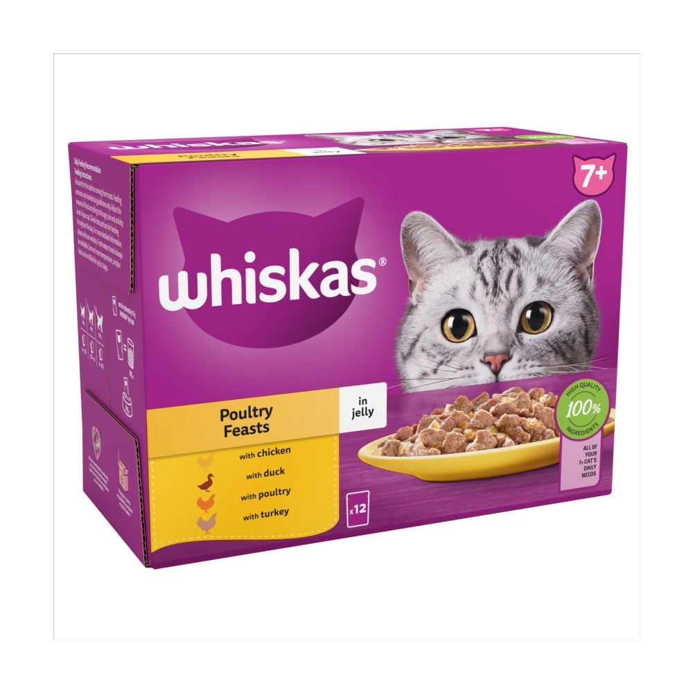 Whiskas Jelly Cat Food for Senior Cats 7+ Years – 85g  12 Pouch